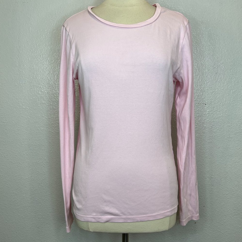 J. Crew Blackβ Perfect Fit Long Sleeve Crewneck Pink Tee T-shirt Womens Size XL